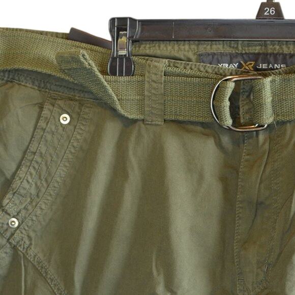 X-RAY Men's Belted Snap Detail Cargo Shorts Olive, Size 38 - Picture 3 of 5